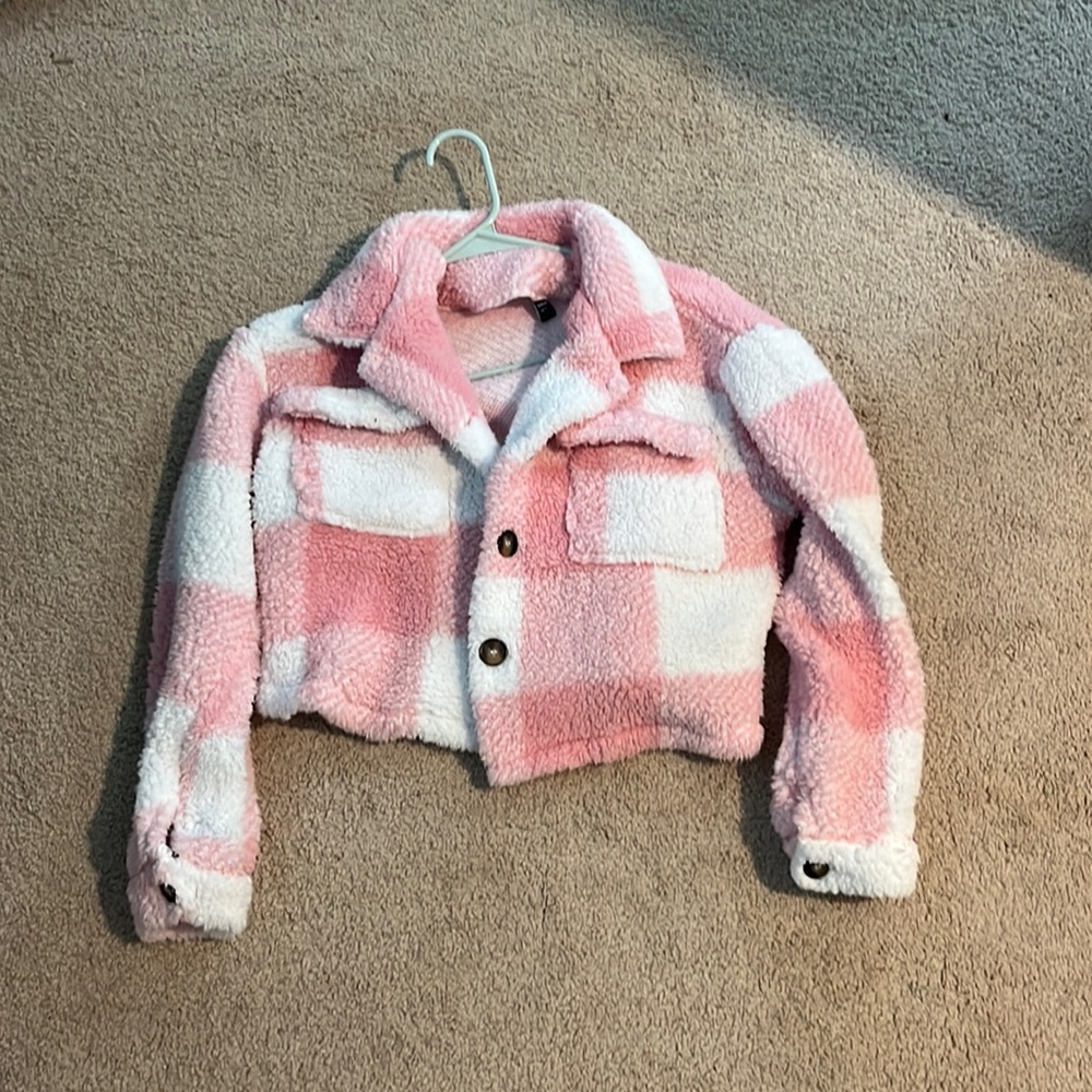 pink puffy jacket